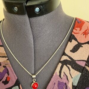 Elegant Red Jewelry silver Set